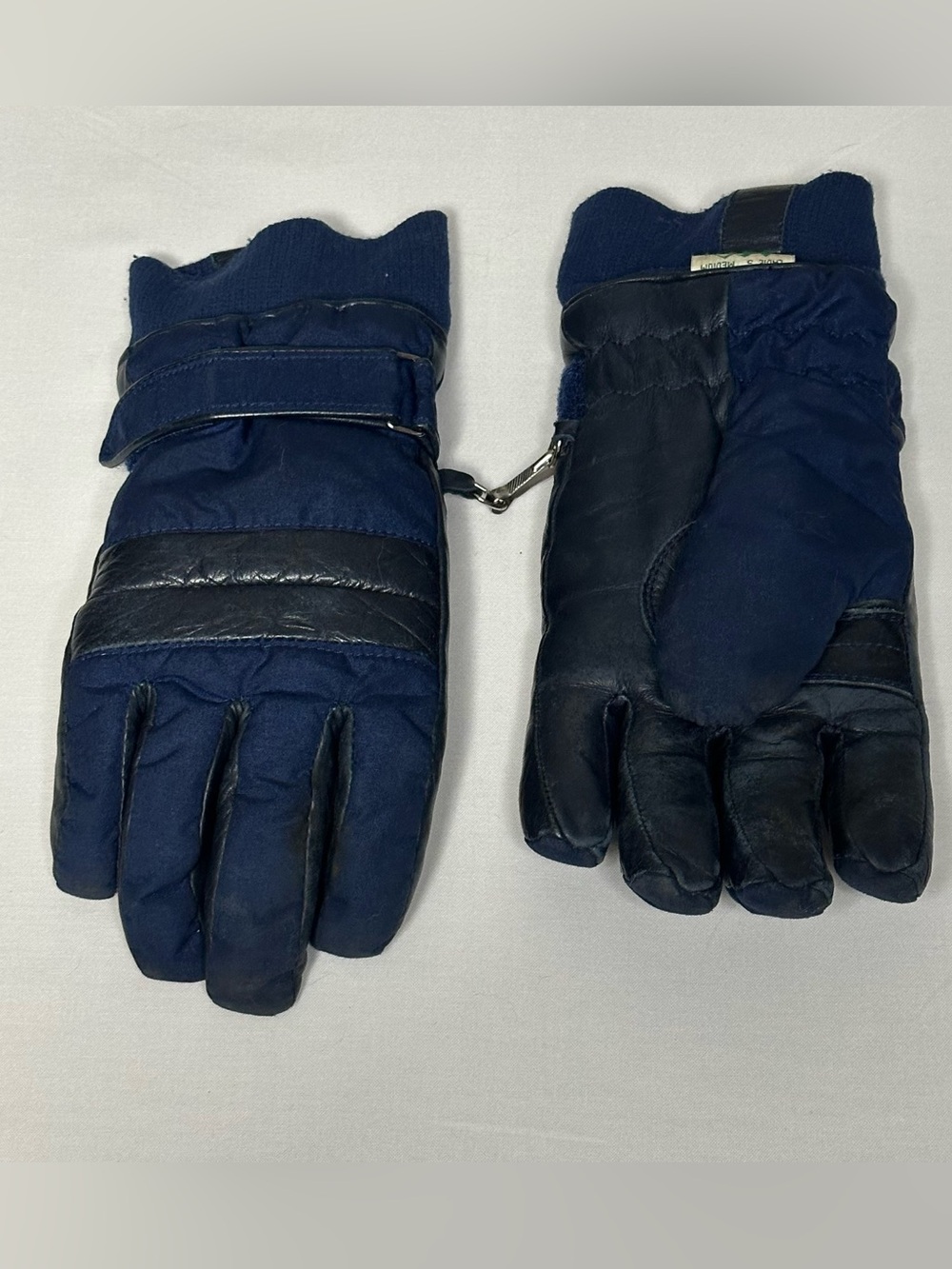 Vintage REI Blue Leather and Nylon Winter Ski Gloves